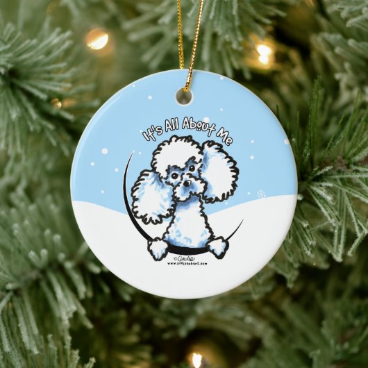 White Toy Poodle alles rund um mich Weihnachten Keramik Ornament (Baum)