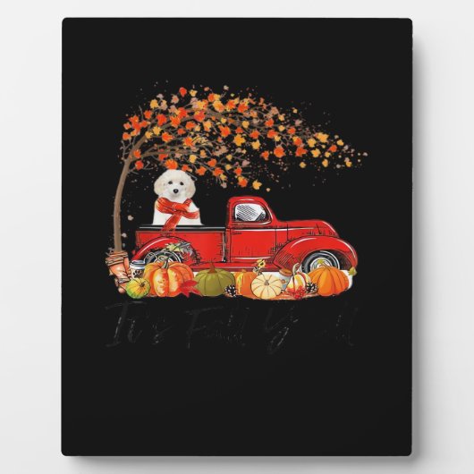 White Toy Poodle Es ist Fall Y’all Pumpkin Fall Fotoplatte (Vorderseite)