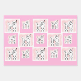 White Toy Poodle Gift Wrap Sheet Set Geschenkpapier Set