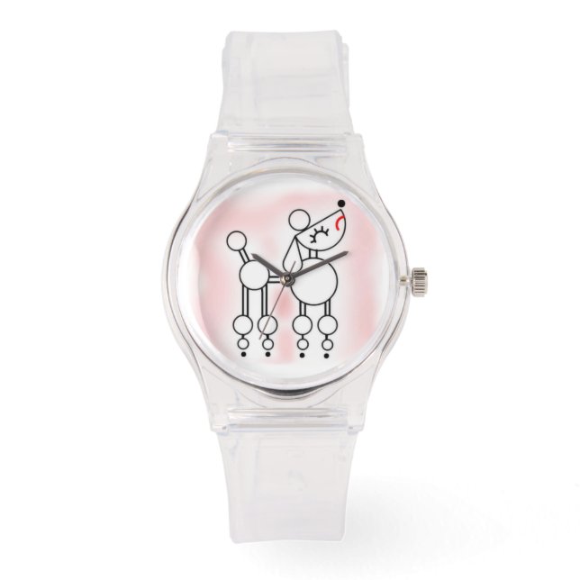 White Toy Poodle Girly Pink Watch Armbanduhr (Vorderseite)