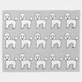 White Toy Poodle Hunde Muster auf Grau Farbe Fleecedecke (Vorderseite (Horizontal))