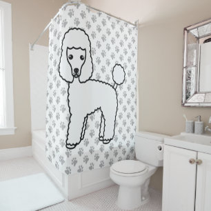 White Toy Poodle Niedlicher Cartoon Dog Duschvorhang