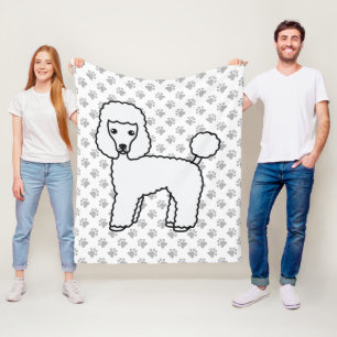 White Toy Poodle Niedlicher Cartoon Dog Fleecedecke