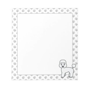 White Toy Poodle Niedlicher Cartoon Dog Notizblock