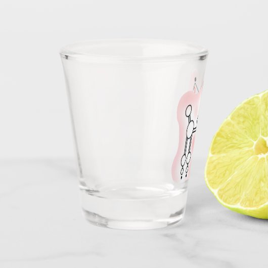 White Toy Poodle Shotglas Schnapsglas (Links)