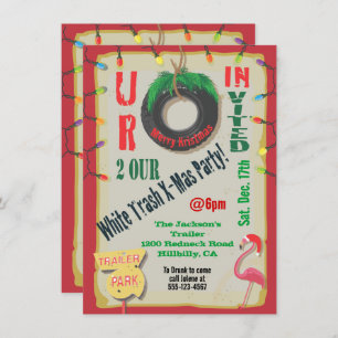 White Trailer Trash Weihnachten Party Einladungen