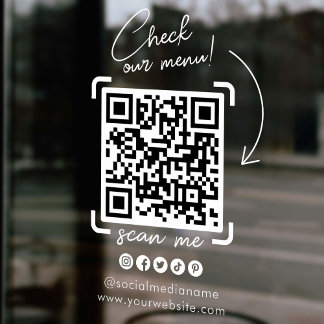 White Transparency Business QR Code Social Media Fensteraufkleber