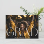 White Transparent Modern Foto Graduation Party Ankündigung (Stehend Vorderseite)