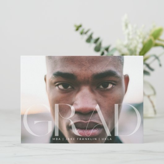 White Transparent Moderner Foto Text Grad Ankündigung (Stehend Vorderseite)