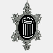 White Trash Can Symbol Schneeflocken Zinn-Ornament (Links)