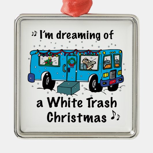 White Trash Weihnachten Silbernes Ornament (Vorne)