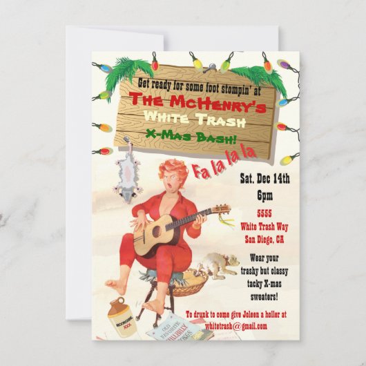 White Trash Weihnachts-Bash Einladungen (Vorderseite)