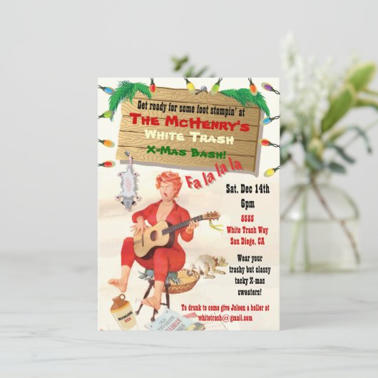 White Trash Weihnachts-Bash Einladungen (Stehend Vorderseite)