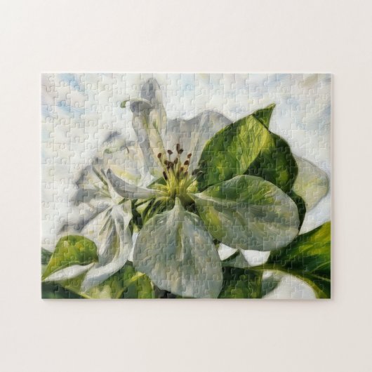 White Tree Blossom Blume Art Puzzle (Horizontal)