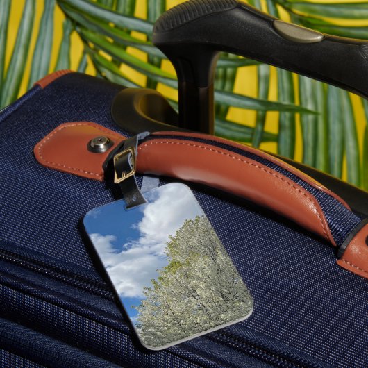 White Tree Blue Sky Clouds Photo Gepäckanhänger (Vorderseite Insitu 1)