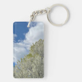 White Tree Blue Sky Clouds Photo Schlüsselanhänger (Rückseite)