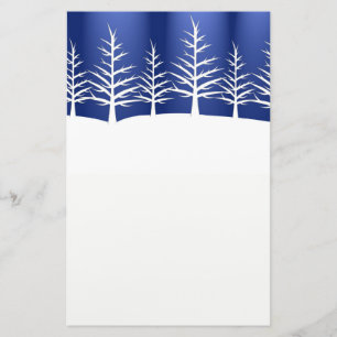 White Tree Silhouetten auf Blue Briefpapier