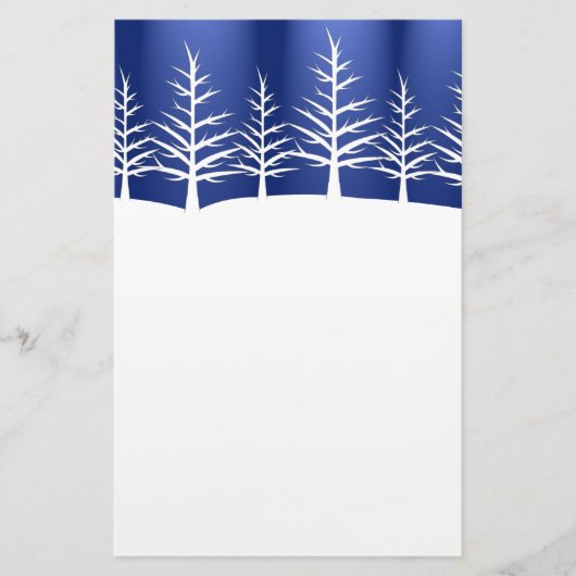 White Tree Silhouetten auf Blue Briefpapier (Vorderseite)