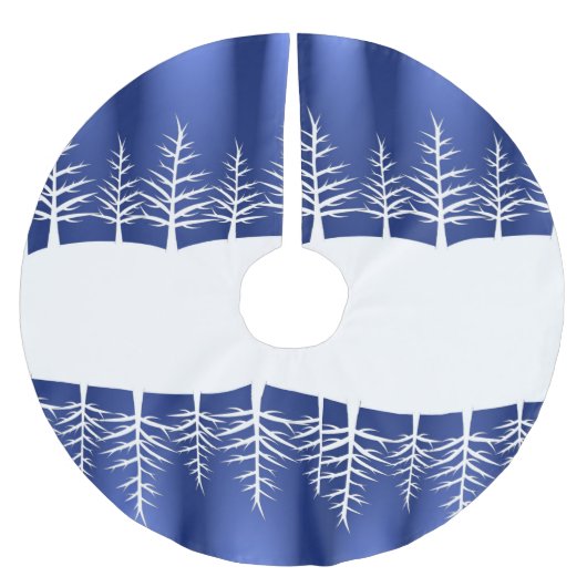 White Tree Silhouetten Elegante Weihnachten Polyester Weihnachtsbaumdecke (Vorderseite)