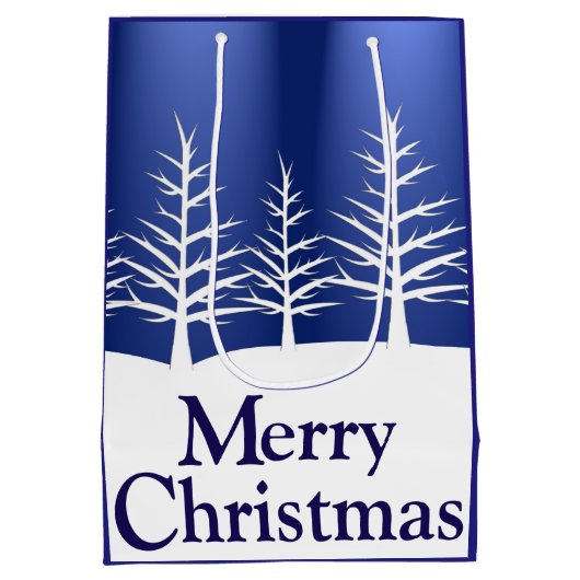 White Tree Silhouetten Weihnachten Mittlere Geschenktüte (Rückseite)