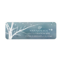 White Tree Winter Blue Elegante Einladung Hochzeit