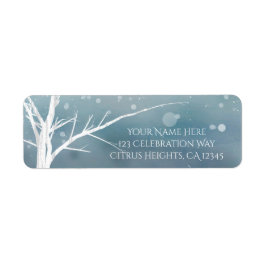 White Tree Winter Blue Elegante Einladung Hochzeit