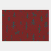 White Trees Illustrations Red Christmas Pattern Geschenkpapier Set (Vorderseite 2)