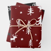 White Trees Illustrations Red Christmas Pattern Geschenkpapier Set (Beispiel)