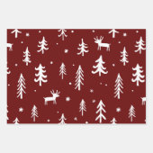 White Trees Illustrations Red Christmas Pattern Geschenkpapier Set (Vorderseite)