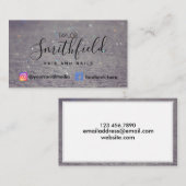 White Trendy Glitzer Hair and Nails Salon Modern Visitenkarte (Vorne/Hinten)