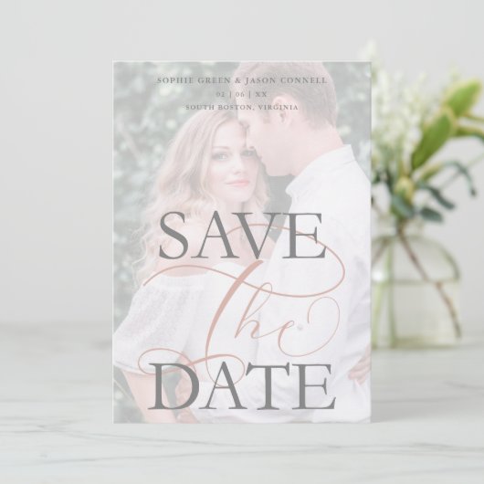 White Trendy Transparency Effect Photo Wedding (Stehend Vorderseite)