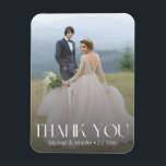 White trendy Typografy Hochzeit Foto vielen Dank Magnet<br><div class="desc">elegante,  trendige Typografie Hochzeit Foto danke Magnet</div>
