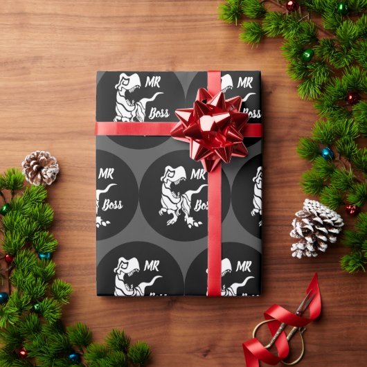 White Trex der Boss Dino Geschenkpapier (Feiertagsgeschenk)