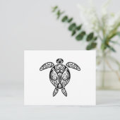 White Tribal Hawaiian Tattoo Boho Sea Turtle Postkarte (Stehend Vorderseite)