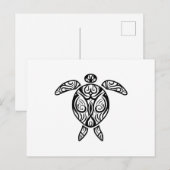 White Tribal Hawaiian Tattoo Boho Sea Turtle Postkarte (Vorne/Hinten)