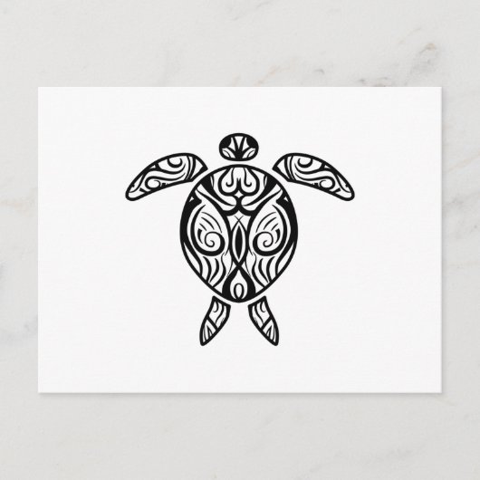 White Tribal Hawaiian Tattoo Boho Sea Turtle Postkarte (Vorderseite)