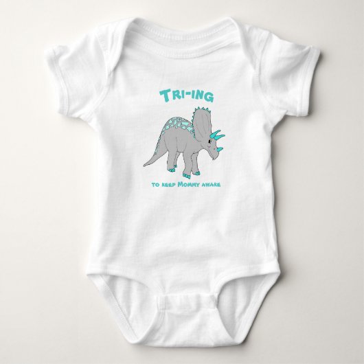White Triceratops Baby Bodysuit Baby Strampler (Vorderseite)