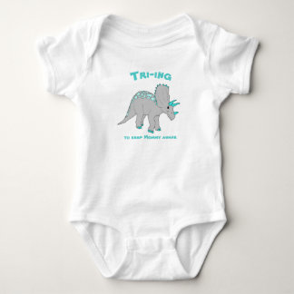 White Triceratops Baby Bodysuit Strampler