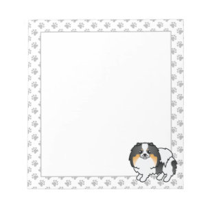 White Tricolor Spitz Niedlich Cartoon Dog Notizblock