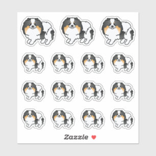 White Tricolor Spitz Niedlich Cartoon Hunde Aufkleber