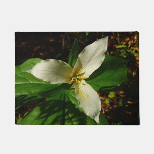 White Trillium Blume Spring Wildblume Fußmatte (Vorderseite)