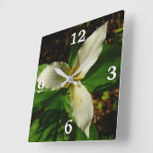 White Trillium Blume Spring Wildblume Quadratische Wanduhr (Winkel)