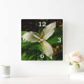 White Trillium Blume Spring Wildblume Quadratische Wanduhr (Zuhause)