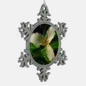 White Trillium Blume Spring Wildblume Schneeflocken Zinn-Ornament (Links)
