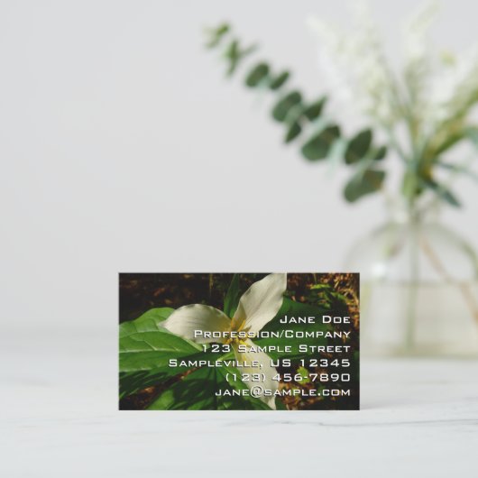 White Trillium Blume Spring Wildblume Visitenkarte (Stehend Vorderseite)