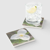 White Trillium Steinuntersetzer (Seitenansicht)