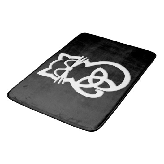 White Trinity Knot Celtic Cat Bath Mat Badematte (Schrägansicht)