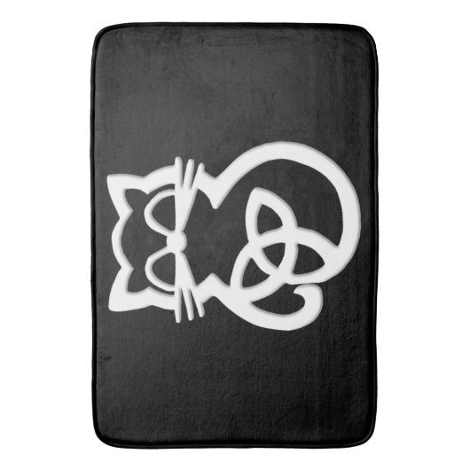 White Trinity Knot Celtic Cat Bath Mat Badematte (Vorderseite Vertikal)