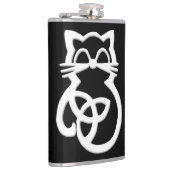 White Trinity Knot Celtic Cat Flask Flachmann (Rechts)