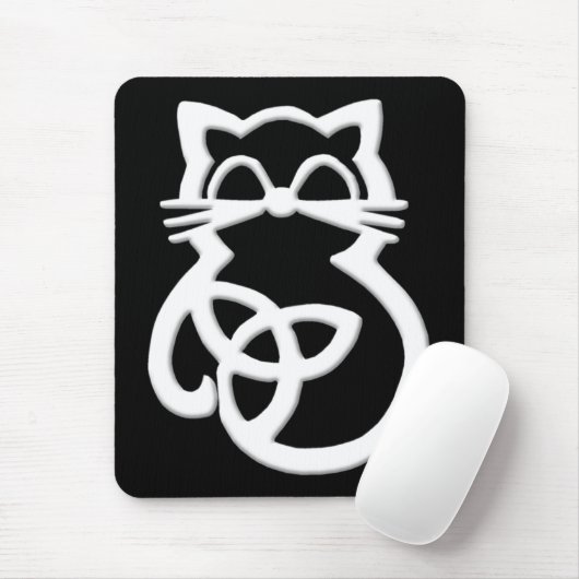 White Trinity Knot Celtic Cat Mousepad (Mit Mouse)